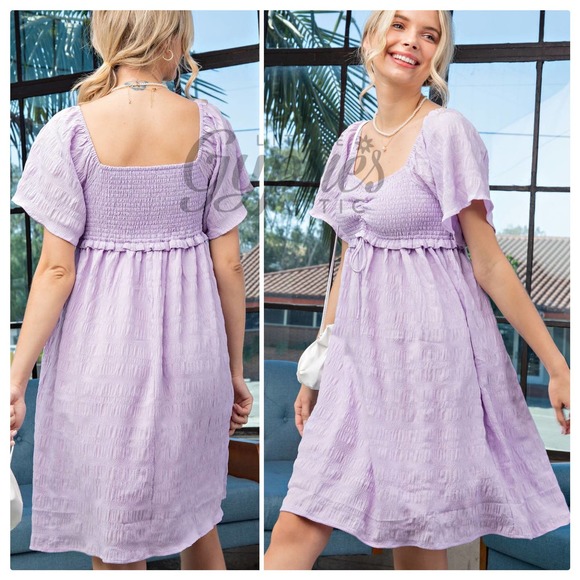 Lilac Mist Ruched Babydoll Dress - Picture 2 of 5